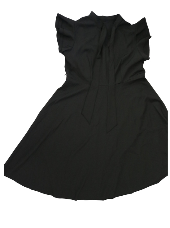 Dresses & Skirts - Black Flutter Sleeve Tie-Neck Women's Dress